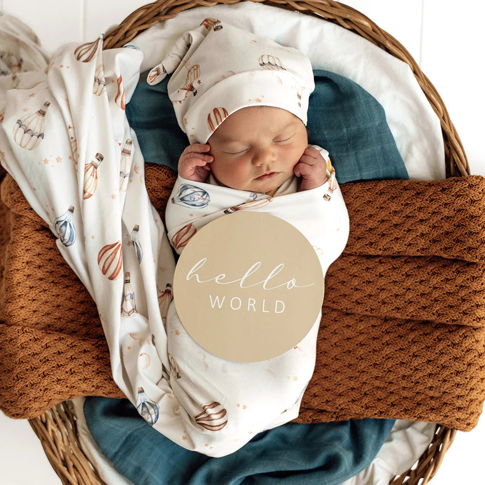 Snuggle Hunny - Organic Jersey Wrap & Beanie Set - Up & Away