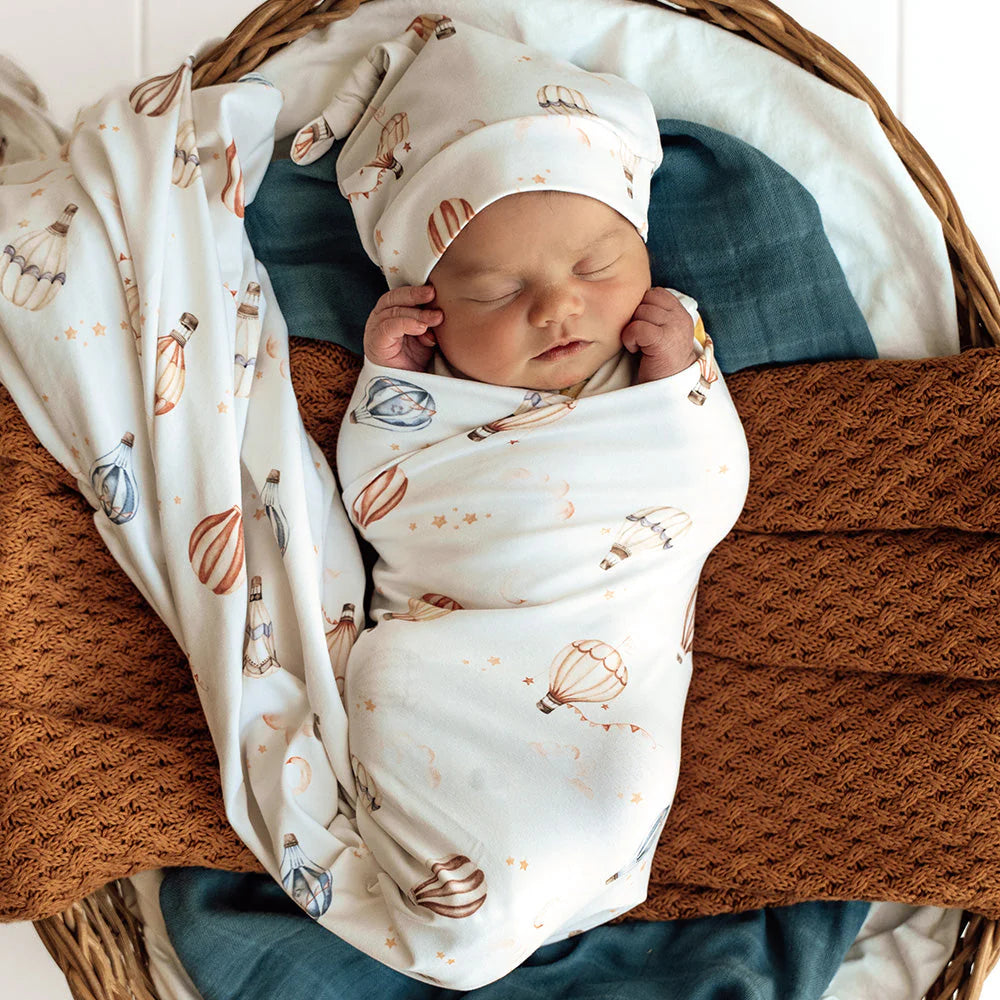 Snuggle Hunny - Organic Jersey Wrap & Beanie Set - Up & Away