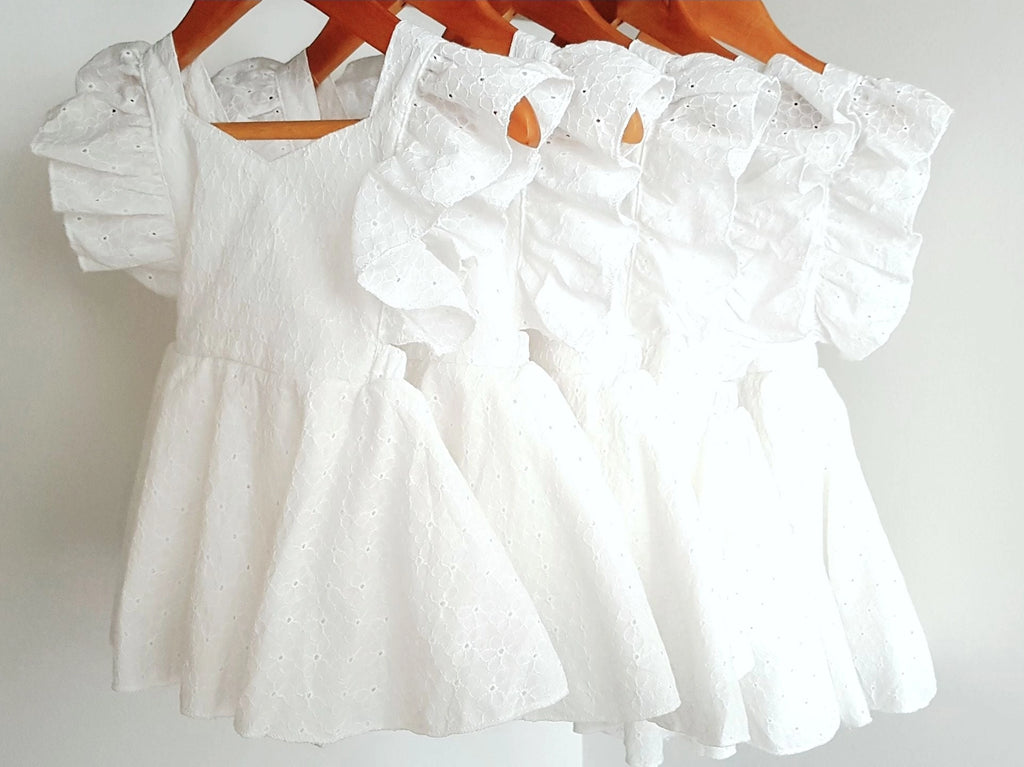 Maman Vivian Embroided White Cotton Romper Dress 0