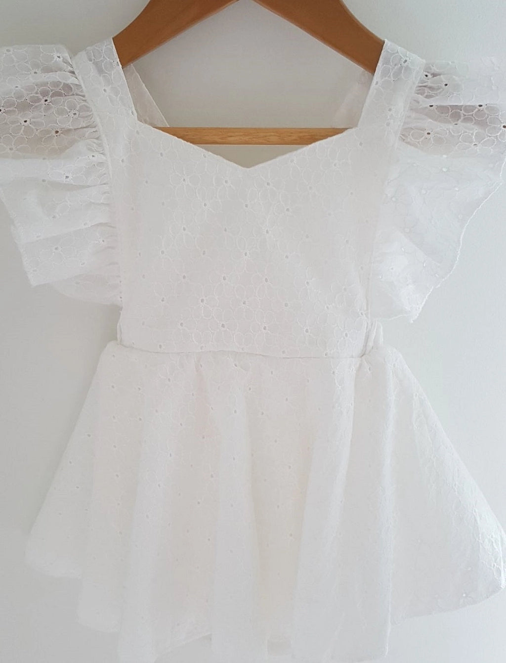 Maman Vivian Embroided White Cotton Romper Dress 0
