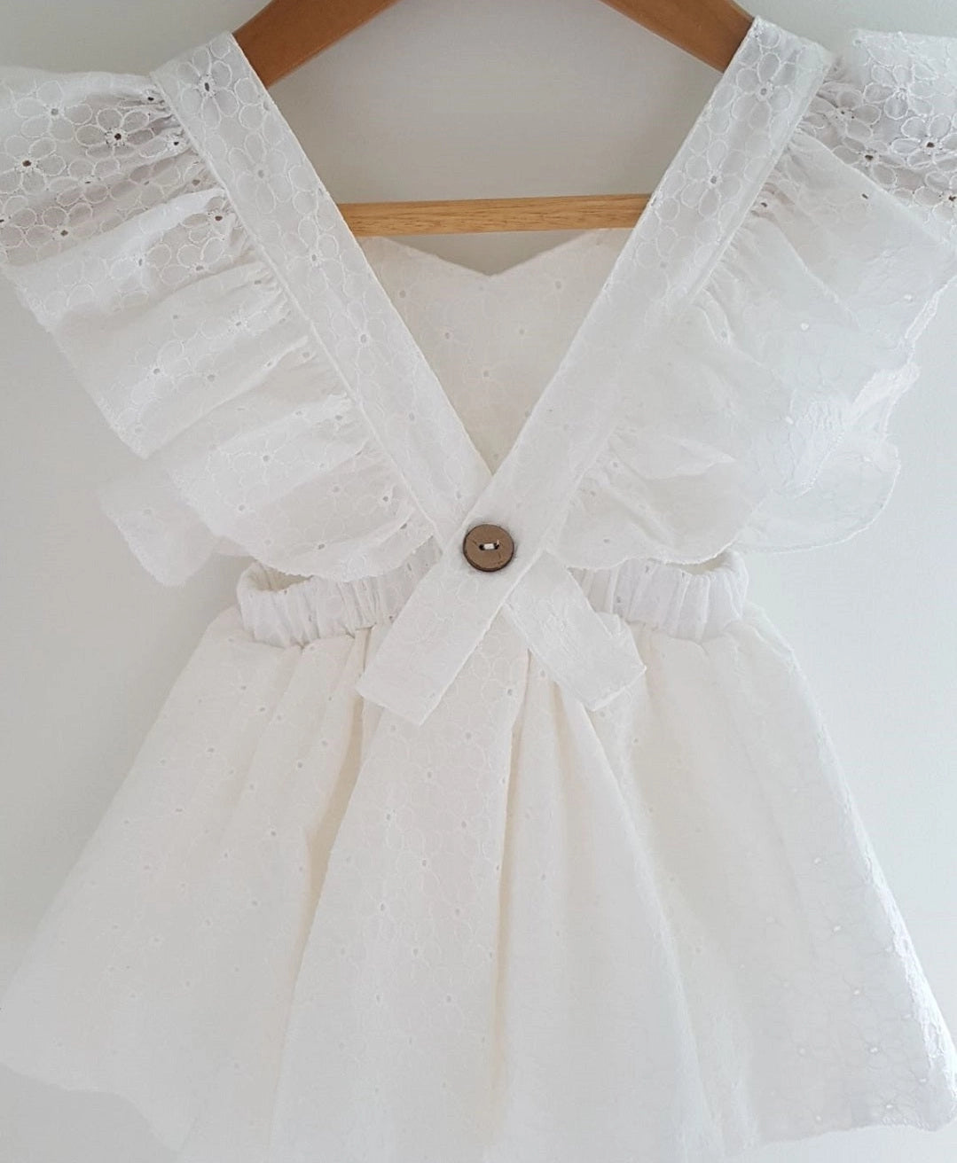 Maman Vivian Embroided White Cotton Romper Dress 0