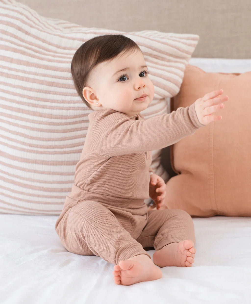 Organic Cotton Waffle Leggings - Mocha