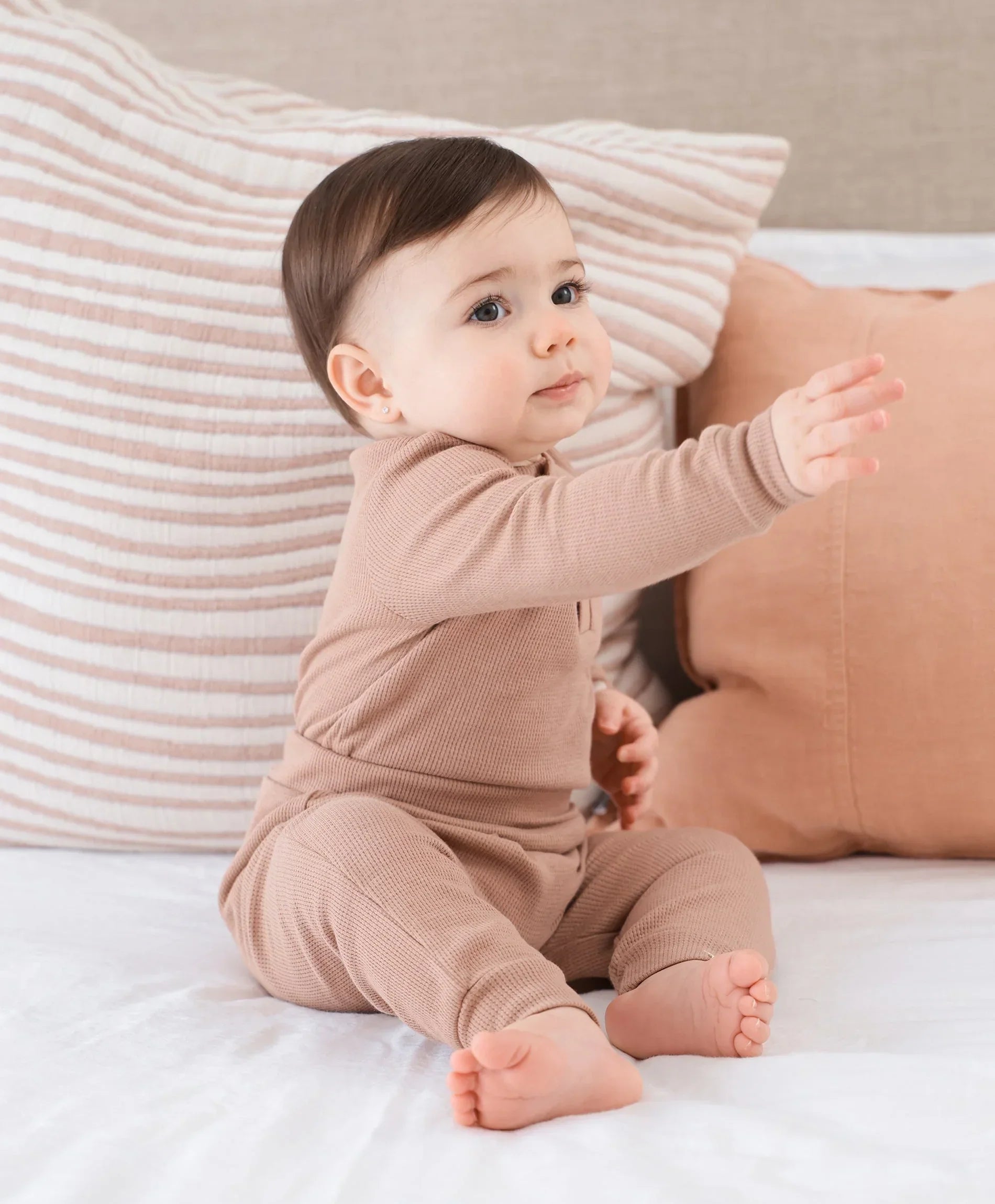 Organic Cotton Waffle Leggings - Mocha