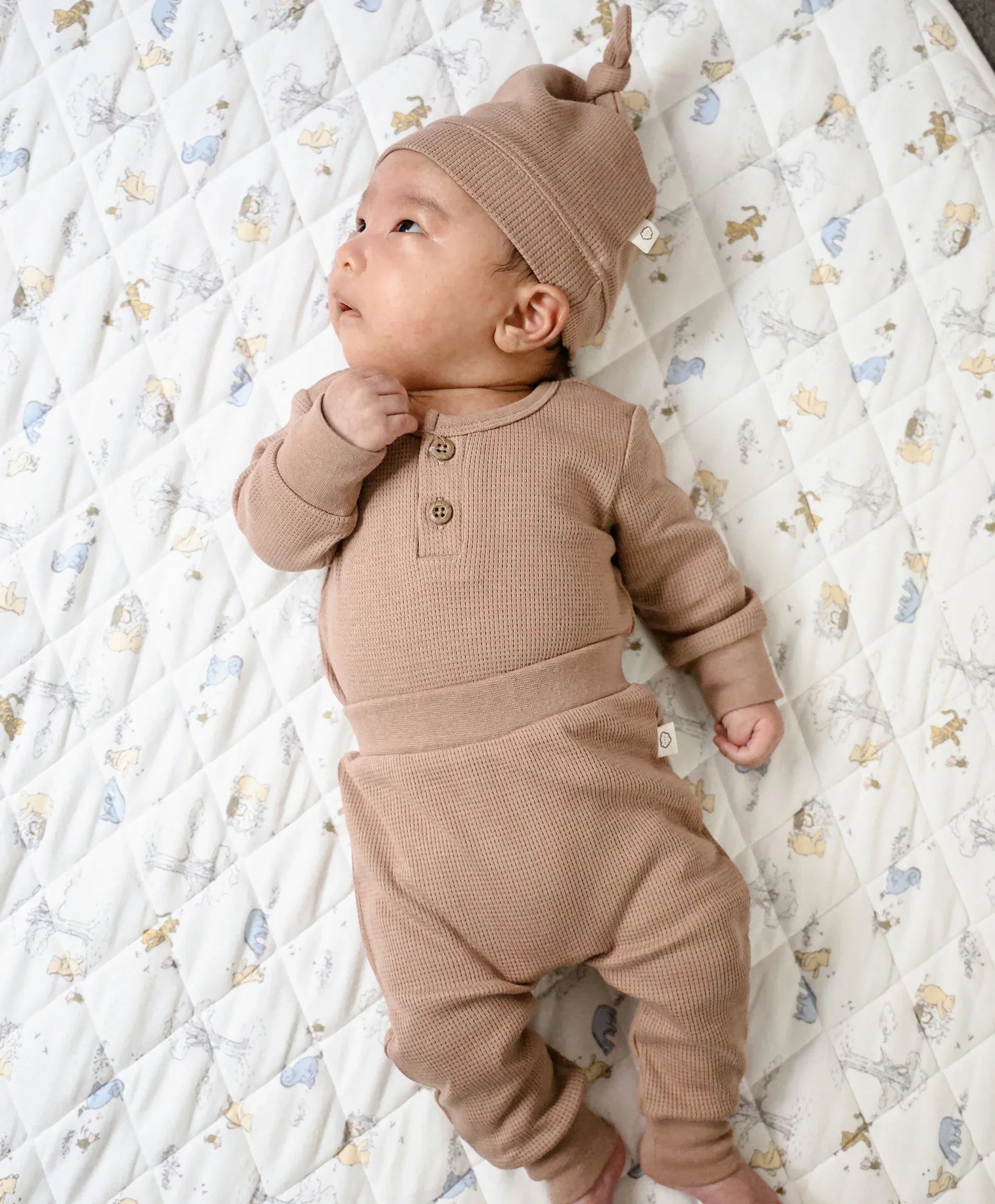 Organic Cotton Waffle Leggings - Mocha